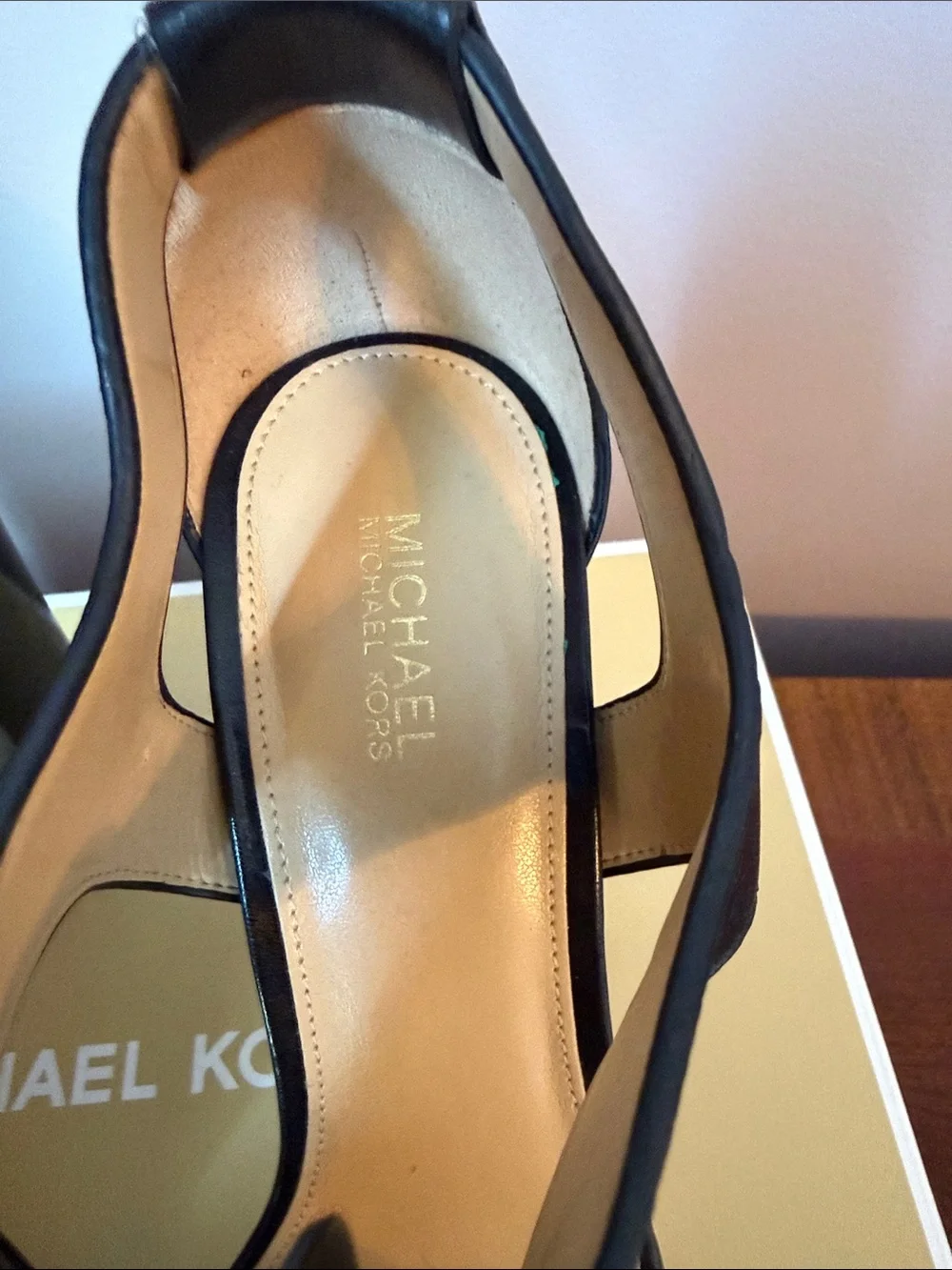 MICHAEL KORS Black Leather Zip-Front Platform Heels